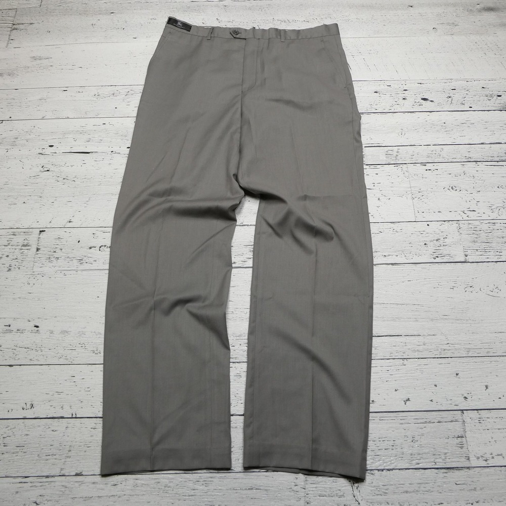 Burberry London Pants Mens 38 Gray Dress Trousers‎ Flat Front Office 8040-A3#